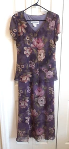 Jessica Howard Maxi Dress Womens 12 Purple Floral Layered Fairy Romantic Vintage - Picture 1 of 8
