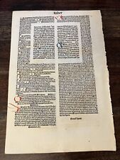 1485 Anton Koberger Incunabula Illuminated Bible Leaf RARE
