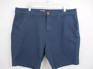 Mugsy Mens Shorts Size 40 Navy Blue Morgan Chino Cotton Blend Pockets Belt Loops - Foto 1 di 13