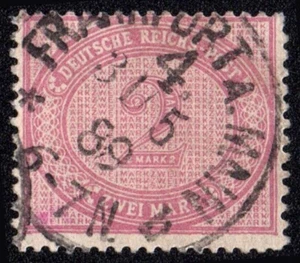 U9098 GERMAN EMPIRE 1875 Regular issue 2m Michel 37c plate flaw V used - Picture 1 of 2