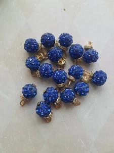 Abito fantasia shamballa BLU cristallo gemma vestito bottone cucito su gioiello strass - Foto 1 di 1