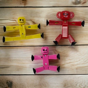Lote de 3 Stop Motion Stick Hombre Zing Animación Stop Motion Juguete Amarillo Rosa Rojo - Imagen 1 de 2