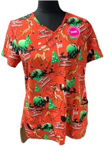 Rudolph the red nosed reindeer christmas Scrub size M scrub top - Picture 1 of 9