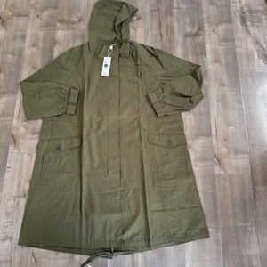 NEU Eileen Fisher Anorak Jacke mit Kapuze Damen 2XL olivgrün Baumwolle Nylon - Bild 1 von 8