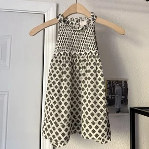 CINQ A SEPT weiß grün bedruckt Seide Rüschenkragen gesmokt Cropped Tank Bluse - Bild 1 von 6