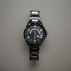 Tommy Hilfiger Silver & Black Face Men's Watch - SS - Water Resistant - 179136 - Picture 1 of 2