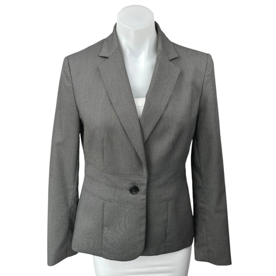 Chaqueta Blazer Abrigo Jones New York Gris Manga Larga Un Botón Cuello Muesca Talla 2 Foto 1 de 4