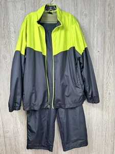 Starter Men's Jogging Track Suit Mesh Lined Size 2XL Black & Chartreuse VTG 90s - Picture 1 of 21