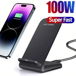 100W Fast Wireless Charger Stand Dock For Apple iPhone Samsung Android Phone UK - Picture 1 of 12