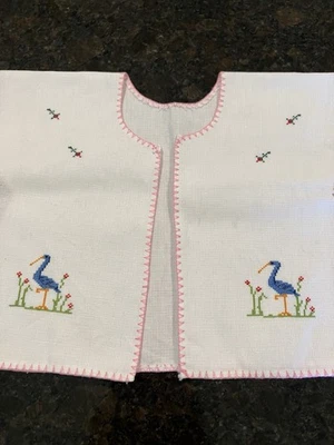 Vintage Infant Cross-Stitched Blue Heron Handmade Vest Foto 1 de 4