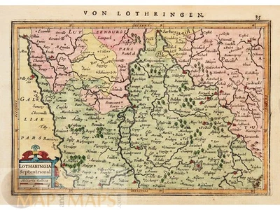 Lotharingia Septentrional Mercator Janssonius Antique Historical Map France 1628 - Image 1 of 4