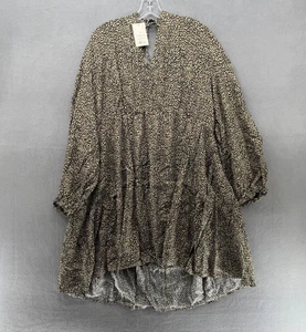 Ein neues Tageskleid Damen 3X schwarz beige Leopardenmuster Langarm Mini neu mit Etikett - Bild 1 von 7