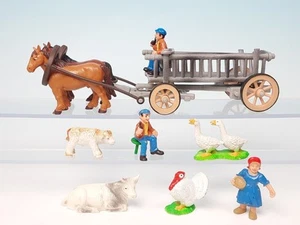 BULLY = Leiterwagen Bäuerin Bauer Tiere = Bauernhof RARITÄTEN 80er Jahre - RAR - Bild 1 von 17