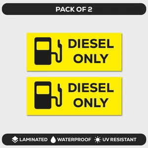 Diesel Only - set of 2 Weatherproof Self Adhesive Sticker Fuel Cap - Picture 1 of 3