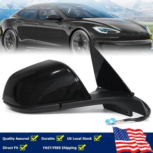 Black Right Side Mirror Heated Memory Recall For Tesla Model 3 2017-20 2021-2023 - Picture 1 of 17