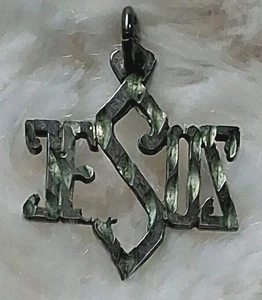 Sterling Silber 925 Jesus Diamant & gestanzter Anhänger 1" geformt wie Davidstern - Bild 1 von 6