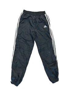 Vintage 1990s Adidas Windbreaker Jogger Pants Black 3 Stripes Zip Bottoms Large - Picture 1 of 14