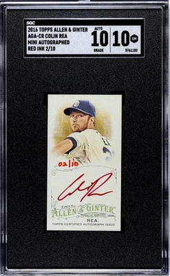 Colin Rea 2016 Topps Allen & Ginter Mini Auto Red Ink /10 SGC 10/10 Padres - Image 1 of 2