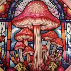 Adorno de Navidad con imagen de vitral de setas - Nuevo en paquete - Imagen 1 de 3