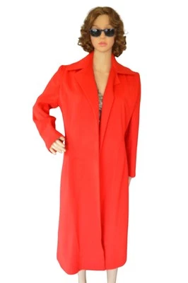 Gabardina de lana roja brillante vintage años 70 Victor Joris para Riva Neiman Marcus S/M Foto 1 de 4