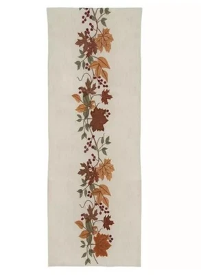 Embroidered Leaves Table Runner 13x72 Table Runner for Dining Table - Image 1 of 3