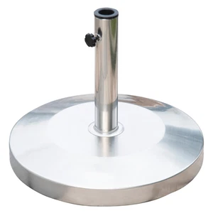 Outsunny 19" Round Stainless Steel Umbrella Base Stand Holder - Silver - Picture 1 of 11