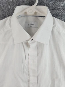 Eton Formal Satin Tuxedo Dress Shirt White Size 16 Classic Fit Soft Textured - Picture 1 of 21