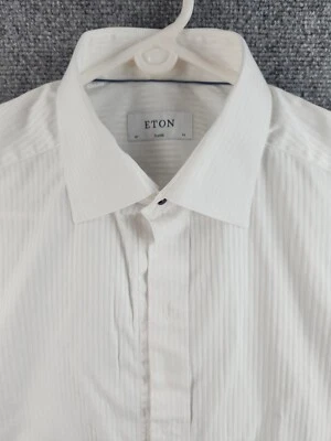 Eton Formal Satin Tuxedo Dress Shirt White Size 16 Classic Fit Soft Textured - Image 1 of 4