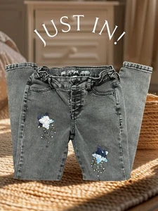 4Th July sequin Cat and Jack Girls Jeans Super Skinny Sz 10 Waist  Adjustable - Picture 1 of 10