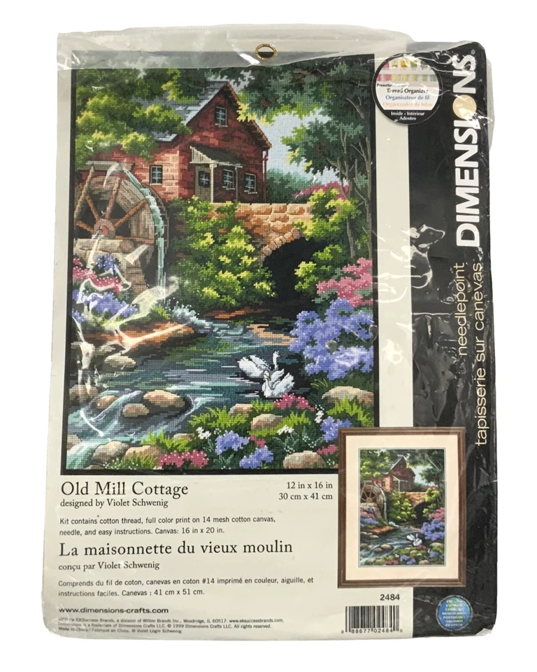 Vintage Dimensions Needlepoint Kit “The Old Mill Cottage” #2484 12” X 16” - Image 1 of 2