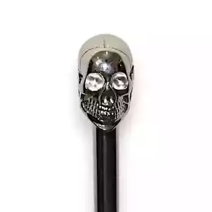 Reale Acciaio Inox Passeggio Bastone Originale Con Teschio Argento Manico Regalo - Foto 1 di 5