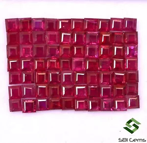 2.51 Cts Natural Ruby Square Cut 2 mm Lot 35 Pcs Calibrated Loose Gemstones - Picture 1 of 7