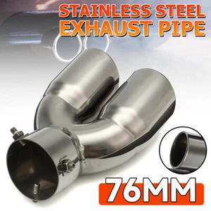 76mm 3 inch Universal Car Tail Exhaust Tip End Pipe Rear Muffler Dual Outlet - Picture 1 of 11