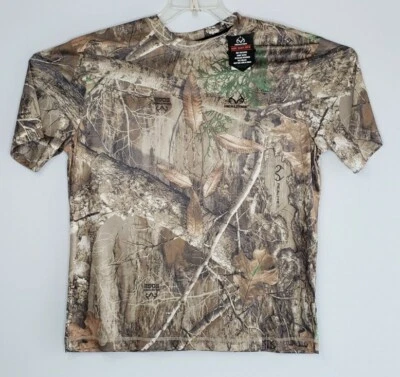 Real Tree Stretch Camo Interlock Crew Neck Short Sleeve Shirt Men's Medium New - Image 1 of 4