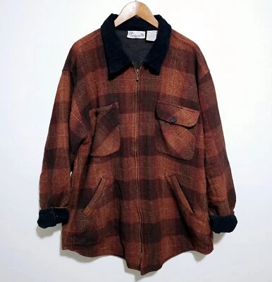 Chaqueta de Colección Leñador Mezcla de Lana Tareas para Hombres XL Rojo Crochet Pana Borde Foto 1 de 4