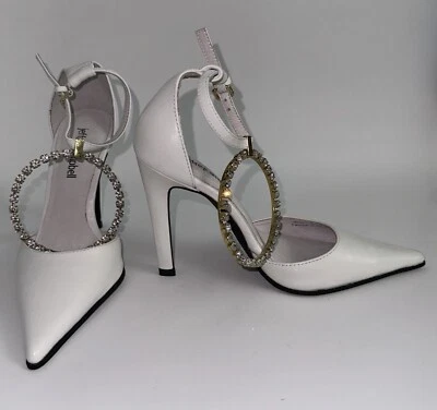 Sandalias Jeffrey Campbell 5.5 Blanco Estrás Cristales Joyas NUEVAS Foto 1 de 4