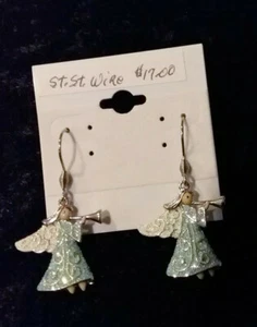Handmade Angel pierced earrings/stainless steel wires/FREE SHIPPING - Picture 1 of 3