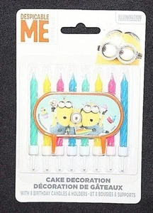 Despicable Me Minions Cake Decoration w/ 8 Birthday Candles & Holders - Picture 1 of 1