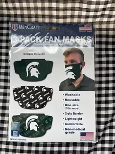 Michigan State Spartans Gesichtsmaske Fan Ausrüstung waschbar wiederverwendbar 3er-Pack hergestellt in den USA - Bild 1 von 4