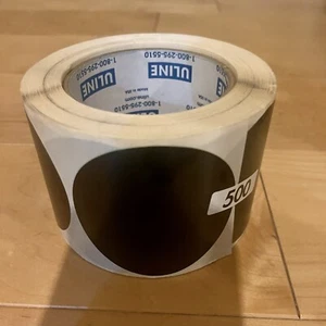Uline S-1177BL 3" 3 Zoll Leer Inventar Rund Kreis Etiketten Rolle 500 Schwarz - Bild 1 von 1