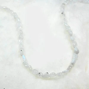 Rainbow Moonstone Smooth Oval Nugget Gemstone Beads Handmade Women Necklaces 18" - Picture 1 of 12