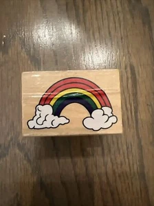 Regenbogen in Wolken Stempel Größe: 1-3/8” x 2” Handwerk Prägen - Bild 1 von 2