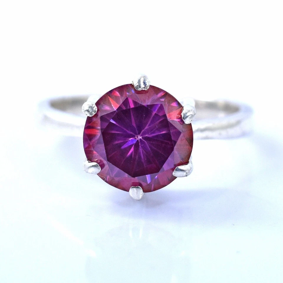 Сертифицированное кольцо из стерлингового серебра 925 пробы с натуральным розовым бриллиантом VVS 2 карата ювелирные изделия для любви - Изображение 1 из 4