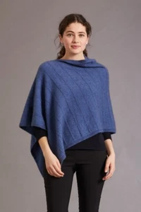 McDonald Possum Merino Womens Poncho With Garter Detail-Orchid - Picture 1 of 3