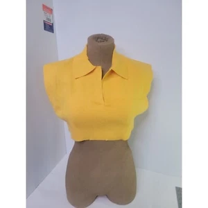 Cider Yellow Crop Top Size XS Has Light Blue Stain On The Right Side Retro 90'a - Picture 1 of 16