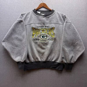 Vtg Green Bay Packers NFL Big Logo Graphic Mens M Striped Crewneck Sweatshirt - Picture 1 of 16