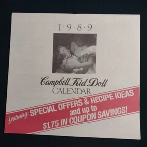 1989 Campbell Kid Doll Calendar featuring Special Offers & Recipe Ideas  - Picture 1 of 9