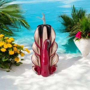 candela artistica ad intaglio, carving candles, artigianale, cigno, h. 17 cm. - Foto 1 di 3