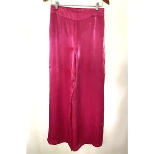 House of Harlow 1960 Rosa Caliente Satén Pull Up Pantalones Pierna Ancha Cintura Elástica Talla S - Imagen 1 de 11