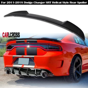 Rear Trunk Spoiler Wing For 2011-2018 Dodge Charger SRT SXT Carbon Fiber ABS - Picture 1 of 11